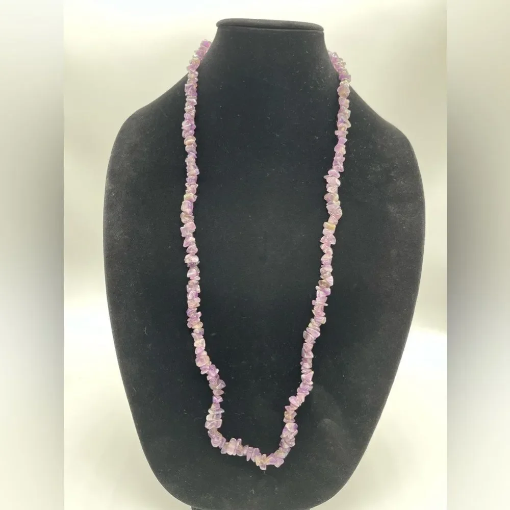 Amethyst Chips Necklace 20 Inches Long